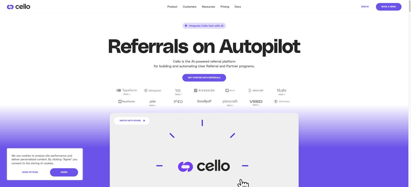 Cello.so referral platform product interface - official screenshot from cello.so