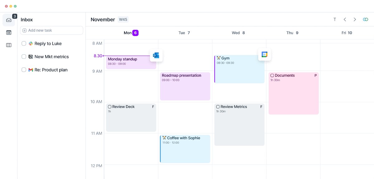Akiflow Universal Inbox collecting tasks from multiple tools