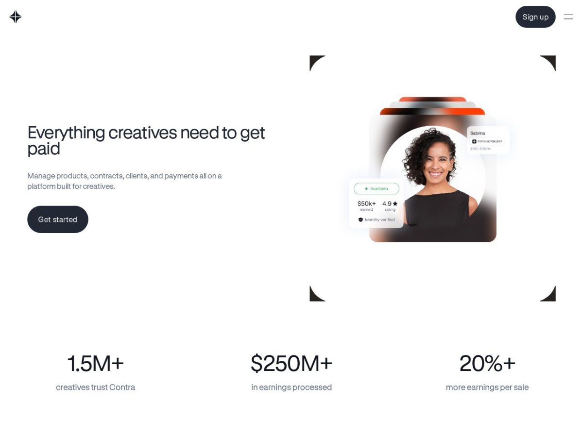 Contra payments feature page for invoices, payment links and projects