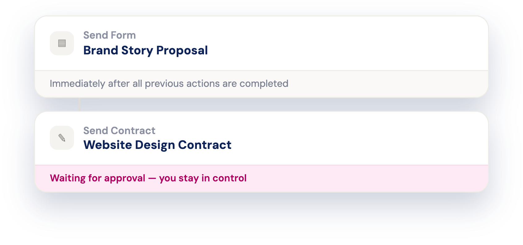 Official Dubsado illustration of automated workflow steps