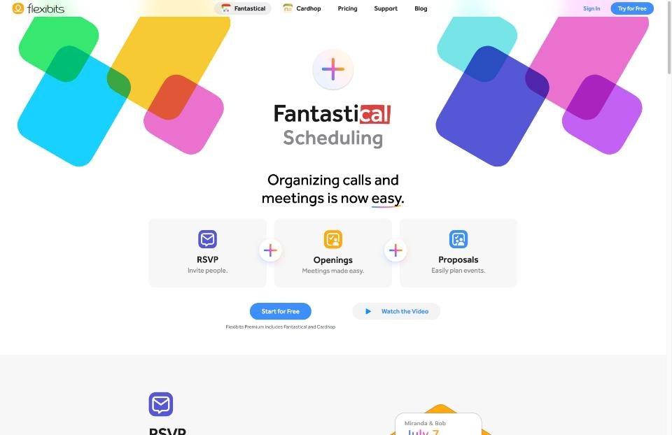 Fantastical Scheduling page showing RSVP, Openings and Proposals