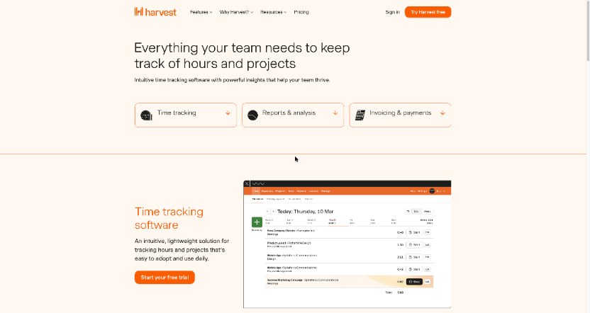Harvest time tracking software with day view timesheet showing multiple projects and timers