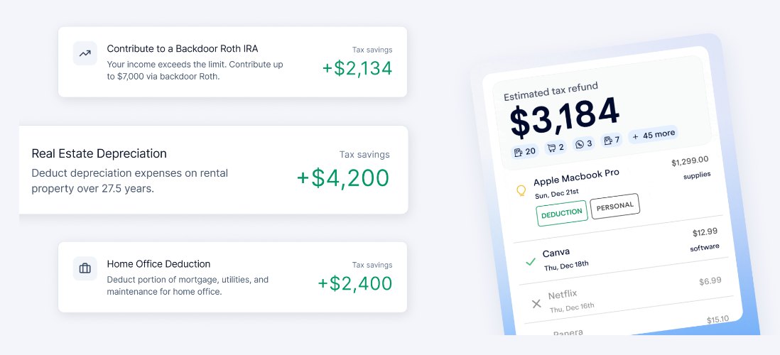 Keeper AI deduction suggestions with tax savings and an estimated refund card