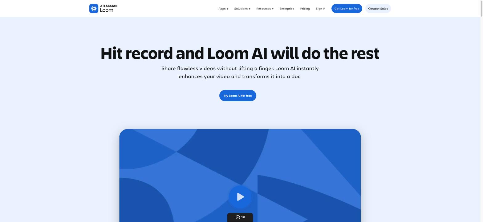 Loom AI page with the headline Hit record and Loom AI will do the rest