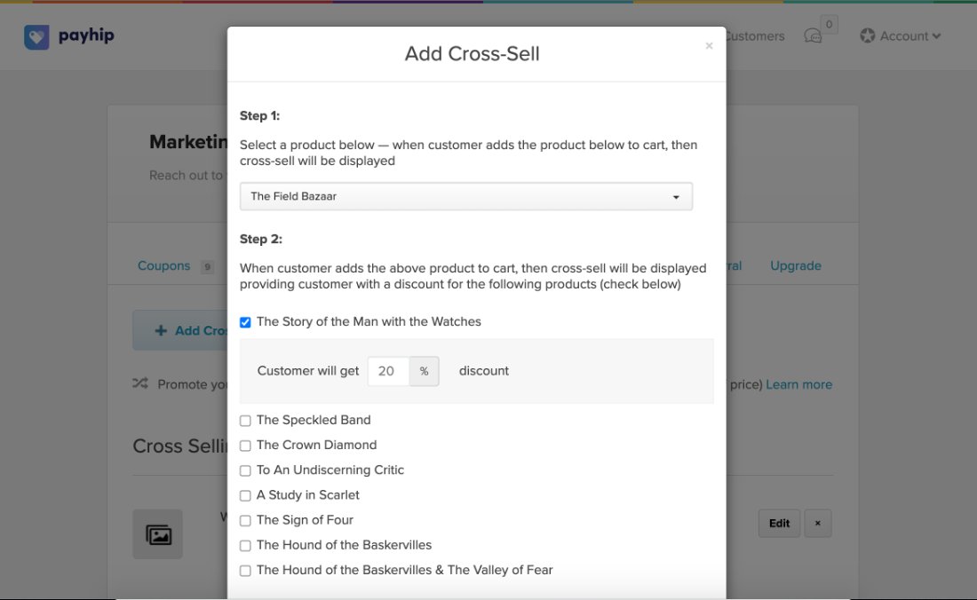 Payhip cross-selling and upsell offer to existing buyers