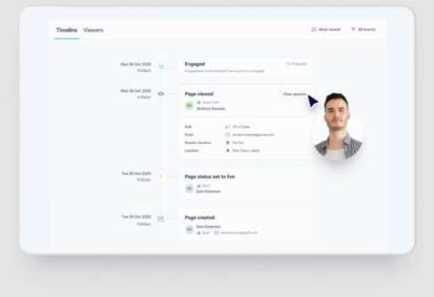 Qwilr official product image of a proposal activity timeline