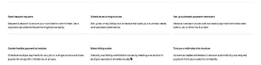 Square Invoices features for deposit requests, recurring invoices, payment schedules and automatic reminders
