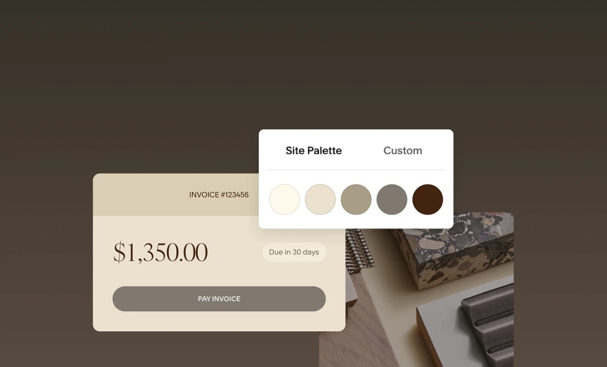Squarespace invoice payment schedule and brand color settings (image: Squarespace)