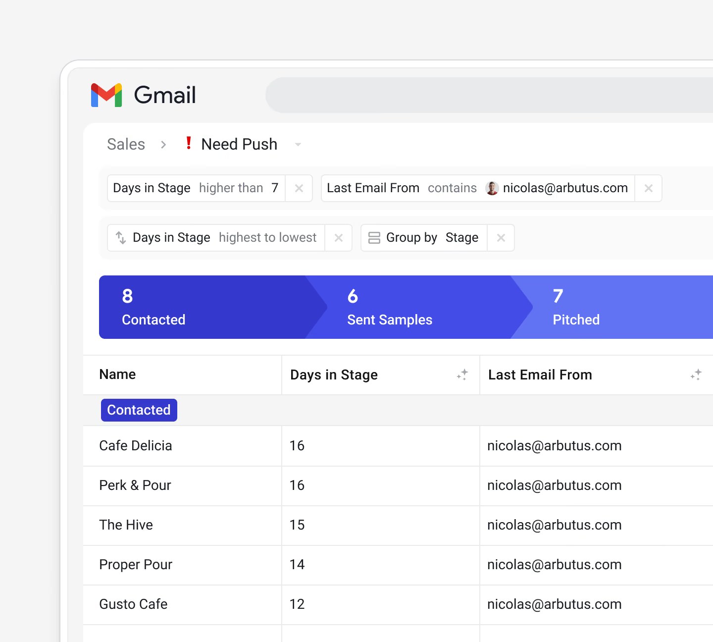 Streak pipeline table with a dropdown of magic column options