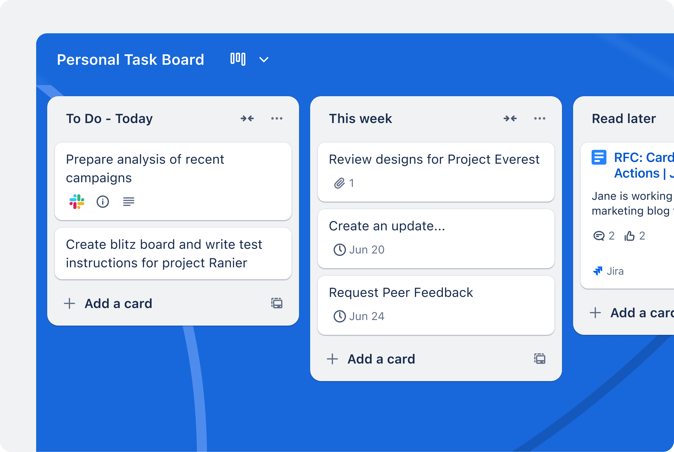 Trello board view with lists and cards, image from Trello's official website